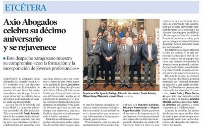 Heraldo: «Axio Abogados celebra su décimo aniversario y se rejuvenece»